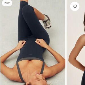 SET Active Charcoal Gray Strappy Sports Bra and Leggings Set